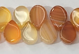 CAA3757 Top drilled 5*8mm flat teardrop line agate beads