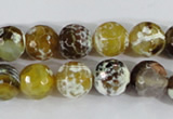 CAA380 15.5 inches 10mm faceted round fire crackle agate beads