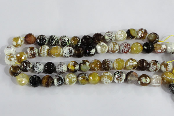 CAA380 15.5 inches 10mm faceted round fire crackle agate beads