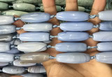 CAA3814 15.5 inches 12*40mm rice blue agate beads wholesale