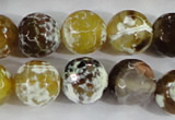 CAA382 15.5 inches 14mm faceted round fire crackle agate beads