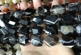 CAA3824 13*17mm - 18*22mm faceted nuggets line agate beads