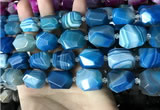 CAA3827 13*17mm - 18*22mm faceted nuggets line agate beads