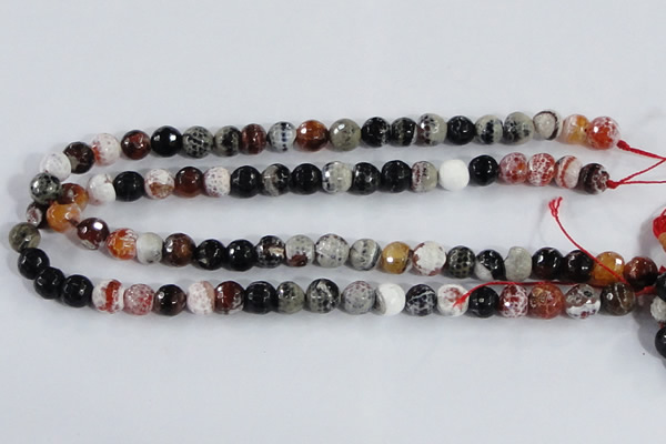 CAA383 15.5 inches 6mm faceted round fire crackle agate beads