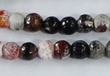 CAA385 15.5 inches 10mm faceted round fire crackle agate beads