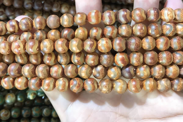 CAA3855 15 inches 8mm round tibetan agate beads wholesale