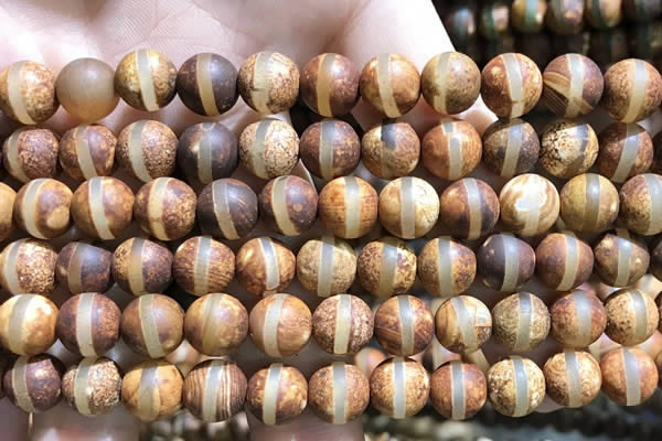 CAA3857 15 inches 8mm round tibetan agate beads wholesale