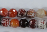 CAA387 15.5 inches 14mm faceted round fire crackle agate beads