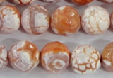 CAA391 15.5 inches 14mm faceted round fire crackle agate beads