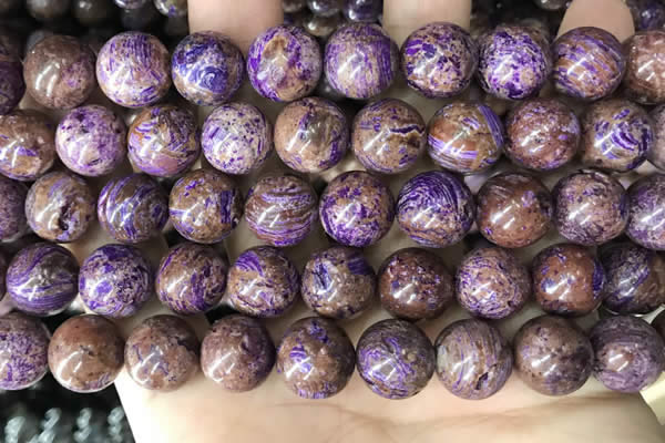 CAA4005 15.5 inches 14mm round purple crazy lace agate beads