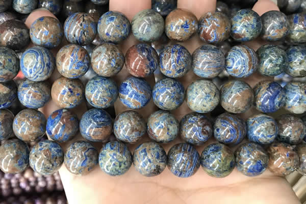 CAA4013 15.5 inches 14mm round blue crazy lace agate beads