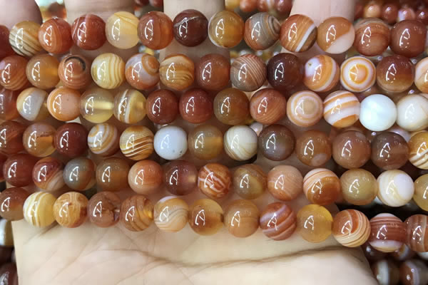 CAA4027 15.5 inches 8mm round line agate beads wholesale