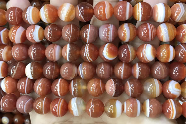 CAA4028 15.5 inches 10mm round line agate beads wholesale