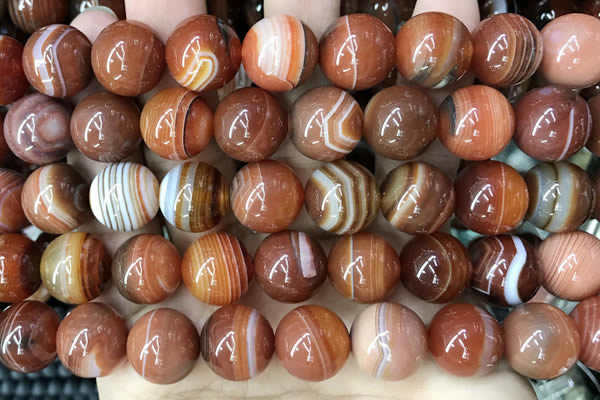 CAA4030 15.5 inches 14mm round line agate beads wholesale