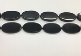 CAA4070 15.5 inches 30*50mm oval black agate gemstone beads