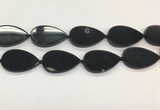 CAA4071 15.5 inches 30*50mm flat teardrop black agate gemstone beads