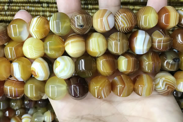 CAA4143 15.5 inches 14mm pumpkin line agate beads wholesale