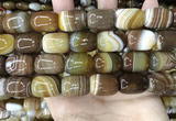 CAA4155 15.5 inches 15*20mm drum line agate beads wholesale