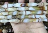 CAA4166 15.5 inches 10*30mm rice line agate beads wholesale