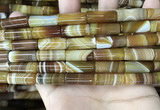 CAA4180 15.5 inches 8*20mm tube line agate beads wholesale