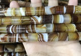 CAA4182 15.5 inches 12*13mm tube line agate beads wholesale