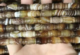 CAA4195 15.5 inches 8*15mm carved drum line agate gemstone beads