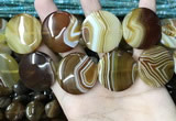 CAA4208 15.5 inches 30mm flat round line agate beads wholesale