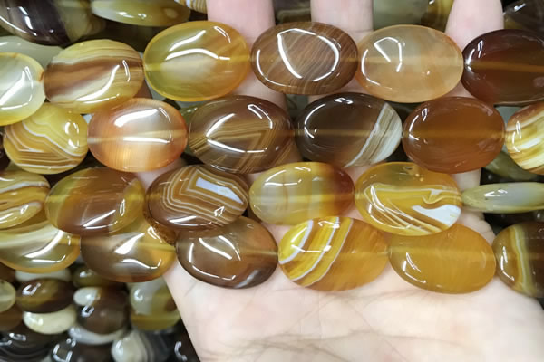 CAA4215 15.5 inches 18*25mm oval line agate beads wholesale