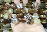 CAA4220 15.5 inches 15*20mm flat teardrop line agate beads wholesale