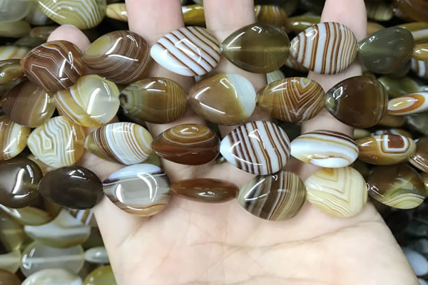 CAA4220 15.5 inches 15*20mm flat teardrop line agate beads wholesale