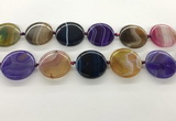 CAA4300 15.5 inches 30mm flat round line agate beads wholesale