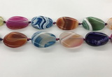 CAA4303 15.5 inches 25*35mm twisted oval line agate beads