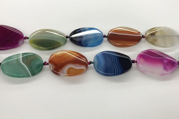 CAA4308 15.5 inches 30*40mm twisted oval line agate beads