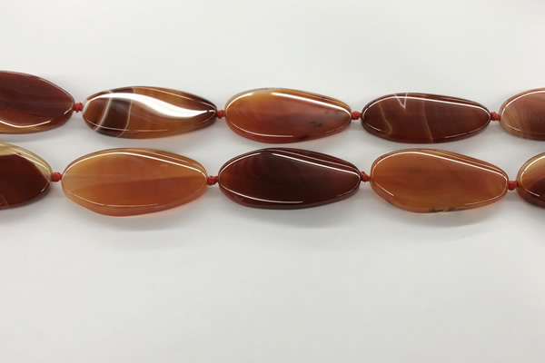 CAA4311 15.5 inches 25*50mm twisted oval line agate beads