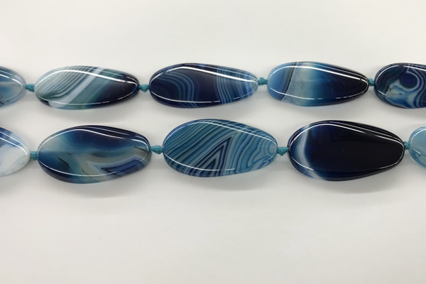 CAA4312 15.5 inches 25*45mm twisted oval line agate beads