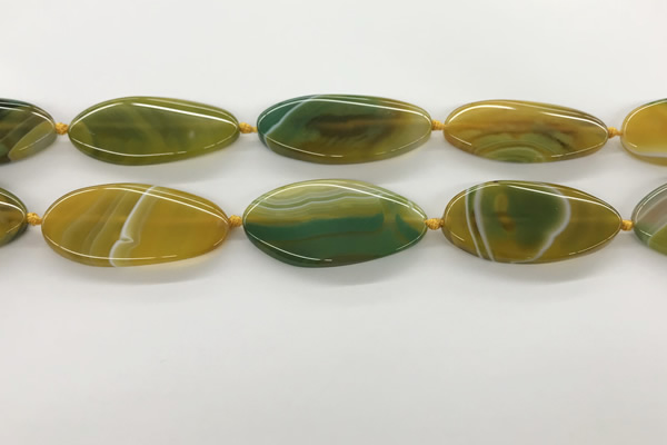 CAA4313 15.5 inches 25*50mm twisted oval line agate beads