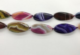 CAA4315 15.5 inches 25*50mm twisted oval line agate beads