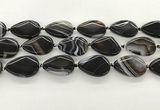 CAA4318 15.5 inches 25*35mm twisted flat teardrop line agate beads