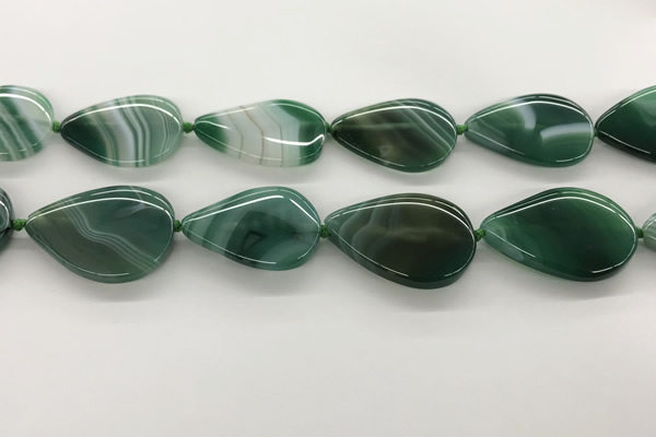 CAA4328 15.5 inches 30*40mm flat teardrop line agate beads