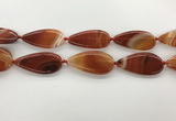 CAA4330 15.5 inches 25*50mm flat teardrop line agate beads