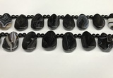 CAA4369 Top drilled 20*30mm freeform black banded agate beads