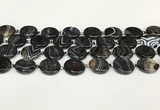 CAA4396 15.5 inches 20mm flat round black banded agate beads