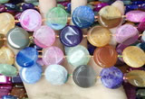 CAA4406 15.5 inches 20mm flat round agate druzy geode beads