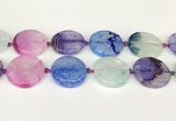 CAA4434 15.5 inches 30mm flat round agate druzy geode beads