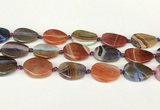 CAA4523 15.5 inches 20*26mm twisted oval dragon veins agate beads