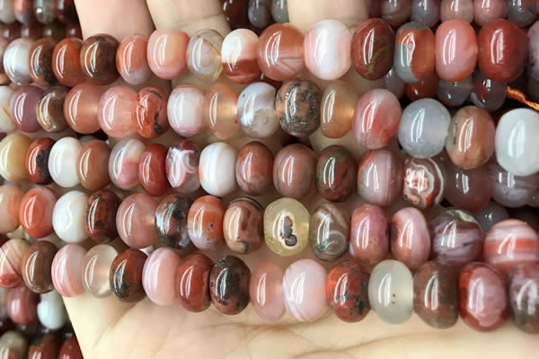 CAA4564 15.5 inches 7*11mm - 8*12mm rondelle south red agate beads