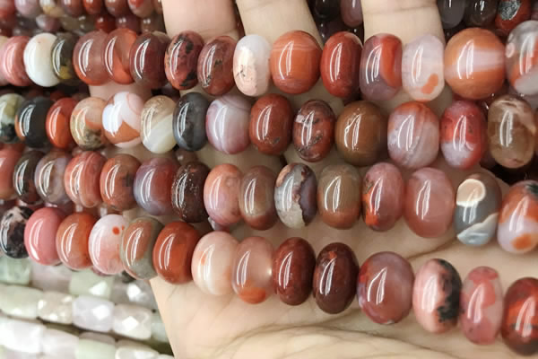 CAA4565 15.5 inches 8*13mm - 8*14mm rondelle south red agate beads