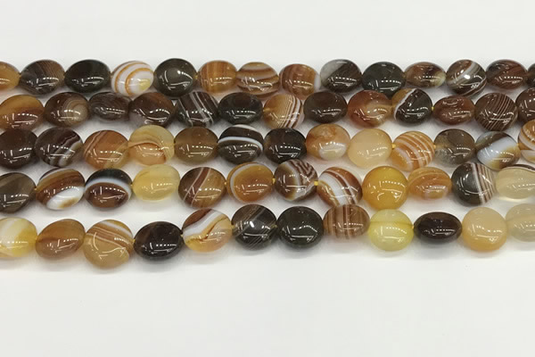 CAA4580 15.5 inches 10mm flat round banded agate beads wholesale