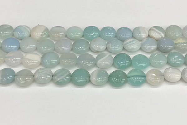 CAA4592 15.5 inches 12mm flat round banded agate beads wholesale