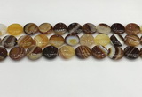 CAA4596 15.5 inches 14mm flat round banded agate beads wholesale